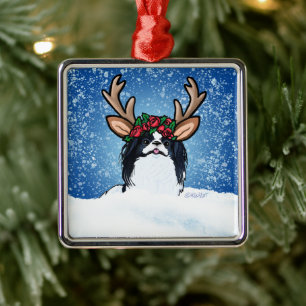 Japanska Chin Reindeer Metall Ornament