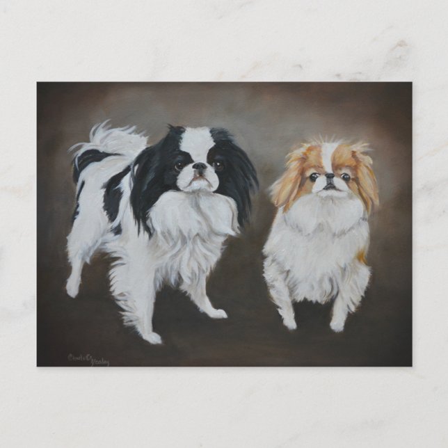 Japanska Chins Hund Art-vykort Vykort (Framsida)