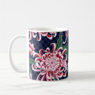 Japanska Chrysanthemum Peonies Vintage Mönster Kaffemugg