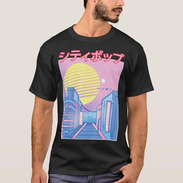 Japanska City Pop Kawaii 80-årsjubileum Japans Ani T Shirt (Framsida)