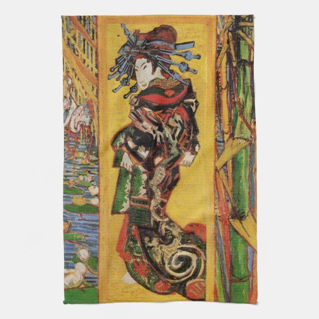 Japanska Courtesan Oiran av Vincent van Gogh Kökshandduk (Vertikal)