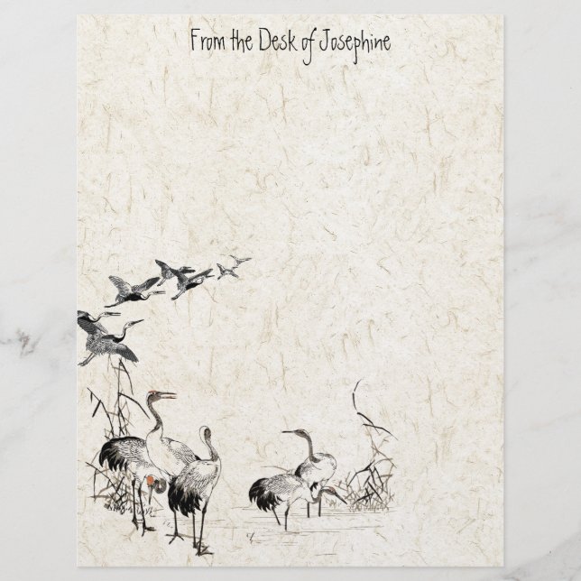Japanska Crane Bird Wetland Wildlife Letterhead Brevhuvud (Framsida)