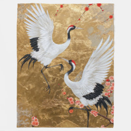 Japanska Crane Birds Fleecefilt
