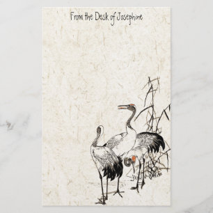 Japanska Crane Birds Wetlands Wildlife Stationery Brevpapper