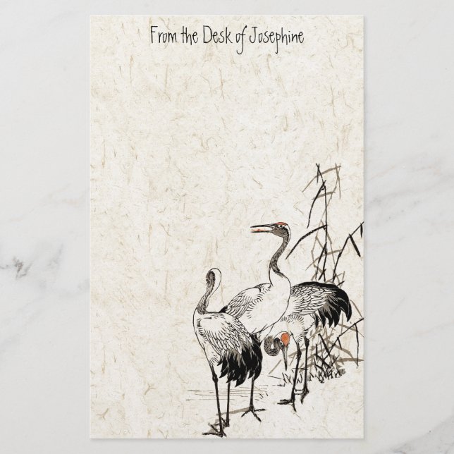 Japanska Crane Birds Wetlands Wildlife Stationery Brevpapper (Framsida)