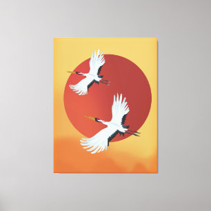 Japanska Crane-fåglar Canvastryck