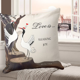 Japanska Cranes Bröllop Love birds Pillow Kudde