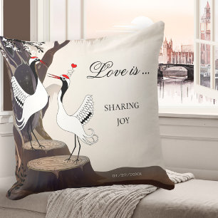 Japanska Cranes Bröllop Love birds Pillow Kudde