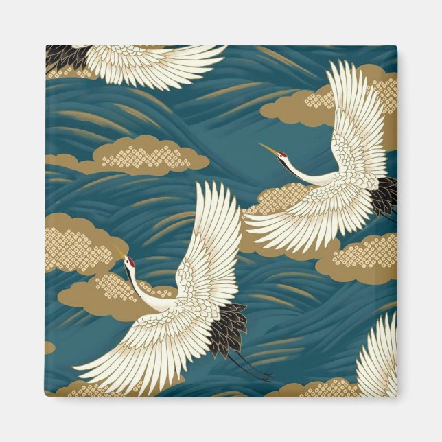 Japanska Cranes Magnet (Framsidan)