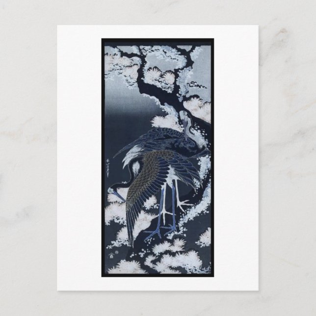 Japanska Cranes målar c. 1832-33 Vykort (Framsida)