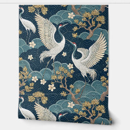 Japanska Cranes på marinblå