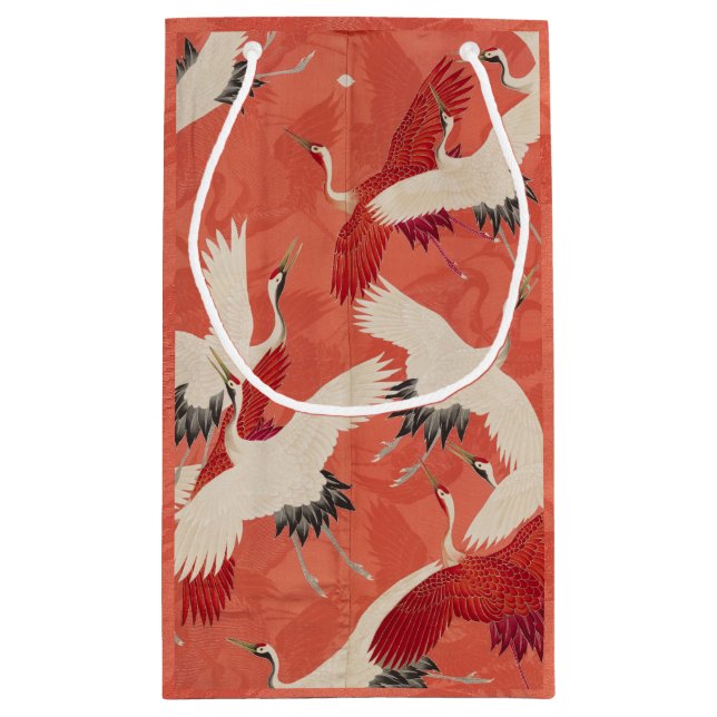 Japanska Cranes Red Kimono Gift Bag (Baksidan)