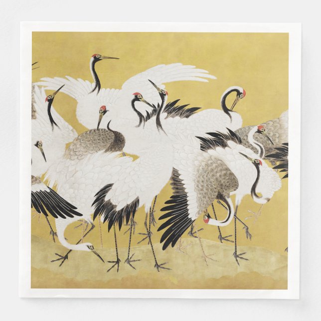 Japanska Cranes Vintage Bird Classic Pappersservett (Framsida)