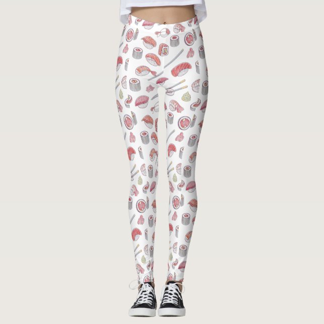 Japanska Cuisine Chopsticks Mönster Leggings (Framsida)