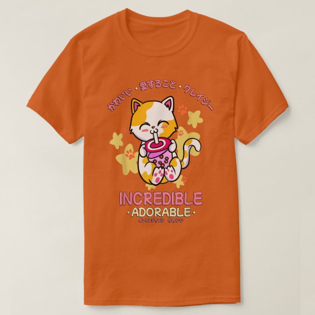 Japanska - Cute Bubble Tea Cat Kitten IncrediA A T Shirt (Design framsida)