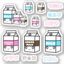 Japanska Cute Kawaii Mjölk Trio Kanji Dairy Girl