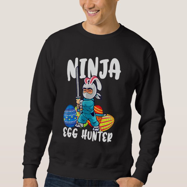 Japanska Cute Ninja Eggs Hunter Glad påsk Day K Lång Ärmad Tröja (Framsida)