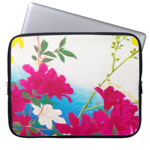 Japanska dagliljor - magenta, gult blå laptop sleeve