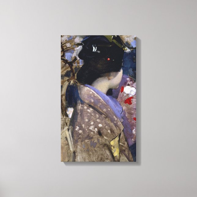 Japanska Dam med Fläkt av George Henry Canvastryck (Framsida)