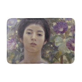 Japanska Dam med Lila Morgonglasblommor Badrumsmatta