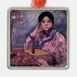 Japanska Dam med Parfym Flaska Julgransprydnad Metall