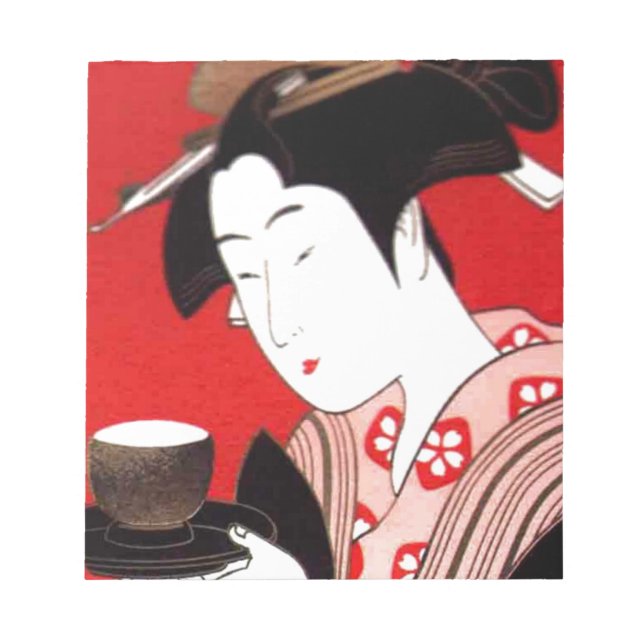 Japanska Dam Tea Sergio Ceremony Art Print Anteckningsblock (Framsida)