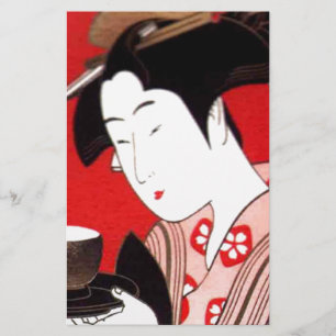 Japanska Dam Tea Sergio Ceremony Art Print Brevpapper