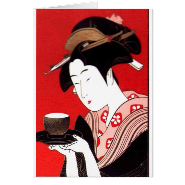 Japanska Dam Tea Sergio Ceremony Art Print Hälsningskort (Framsidan)