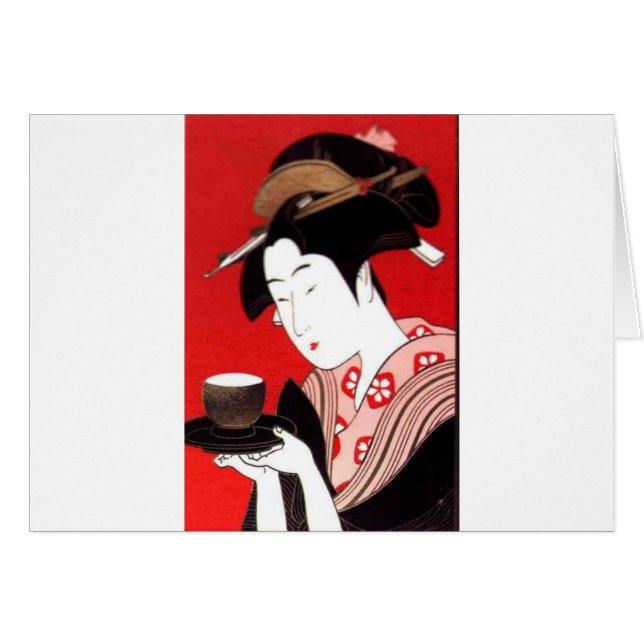 Japanska Dam Tea Sergio Ceremony Art Print Hälsningskort (Framsidan Horizontal)
