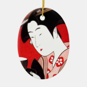 Japanska Dam Tea Sergio Ceremony Art Print Julgransprydnad Keramik