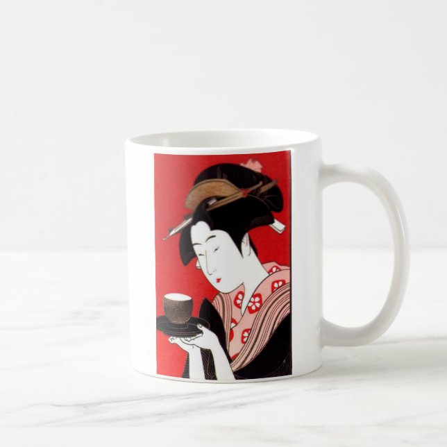 Japanska Dam Tea Sergio Ceremony Art Print Kaffemugg (Höger)