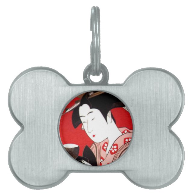 Japanska Dam Tea Sergio Ceremony Art Print Namnbricka Husdjur (Framsidan)