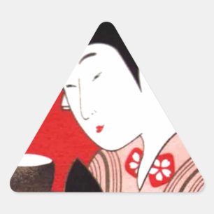 Japanska Dam Tea Sergio Ceremony Art Print Triangelformat Klistermärke