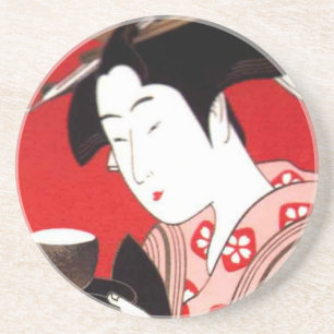 Japanska Dam Tea Sergio Ceremony Art Print Underlägg
