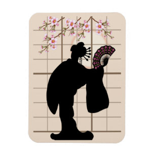 Japanska Dam vid Window Magnet