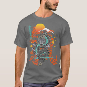 Japanska Dragon Asian Demon Spirit Sakura Kanji An T Shirt