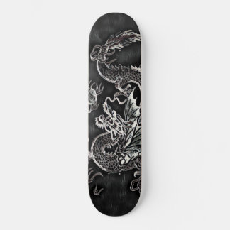 Japanska Dragon Black, Silver Vintage Deck Mini Skateboard Bräda 18,5 Cm