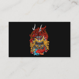 Japanska Dragon Cyberpunk Samurai Koi Fish Aesthet Visitkort