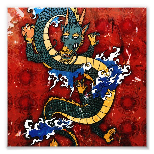Japanska Dragon Fototryck (Framsidan)