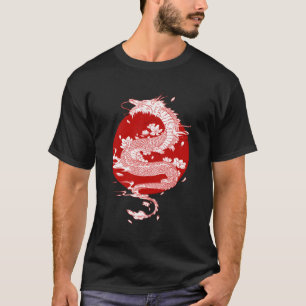 Japanska dragon Japanska Flagga T Shirt