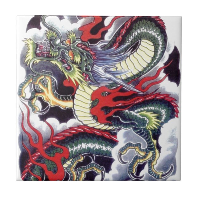 Japanska Dragon Kakelplatta (Framsidan)