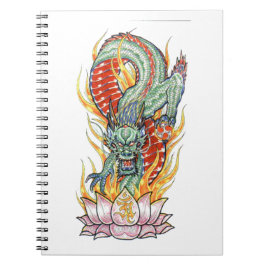 Japanska Dragon och Lotus Flower Anteckningsbok