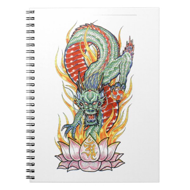Japanska Dragon och Lotus Flower Anteckningsbok (Framsidan)