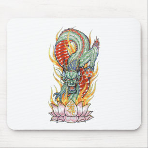 Japanska Dragon och Lotus Flower Musmatta