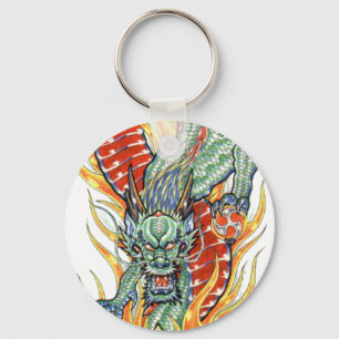 Japanska Dragon och Lotus Flower Nyckelring