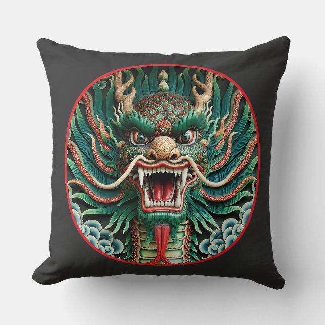 Japanska Dragon- och Shinto-buddhistiska tradition Kudde (Framsida)