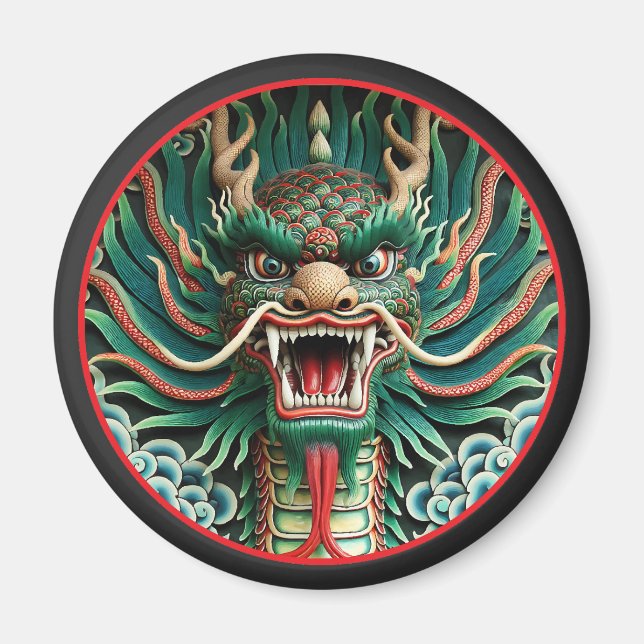 Japanska Dragon- och Shinto-buddhistiska tradition Magnet (Framsidan)