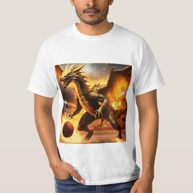 Japanska Dragon T-Shirt med vattenfärg Tvätta bakå (Framsida)