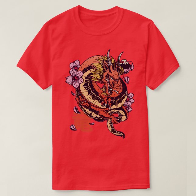 Japanska Dragon Tattoo Stil T Shirt (Design framsida)