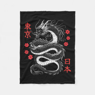 Japanska Dragon Tokyo Japan 80s Asian Mythical Ani Fleecefilt
